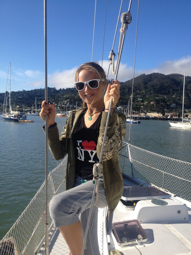 Nina on SV Shawnigan: Anchored out in Sausalito, Ca. August 2015. (12 years old)